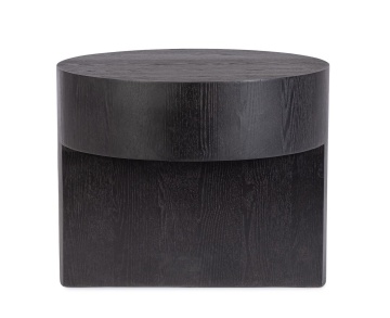 Măsuță de cafea Stanwood, diametru 50 cm, din MDF cu furnir de frasin, neagră, 50x40 cm - Img 3