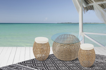 Masuta de exterior rotunda din sticla 36x62x45 cm maro deschis - Img 2