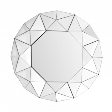 Oglinda rotunda cu rama din MDF argintie Vulcanus, 4,4cm (L / D) x 70cm (l) x 70cm (H) - Img 1