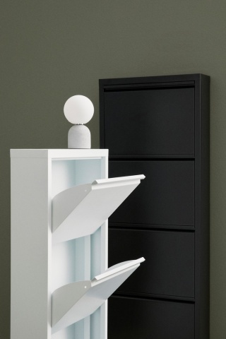 Pantofar metalic Eyvin, 3 uși rabatabile, alb, 50x15x106 cm - Img 6