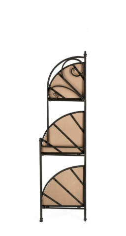 Raft de colț Guenda, cu 3 rafturi, pliabil, metalic și MDF, negru, 49x33x126 cm - Img 6