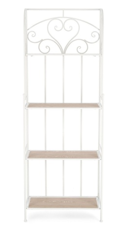 Raft Guenda, 4 polițe, pliabil, din metal și MDF, vopsit electrostatic, alb, 59x28x167 cm - Img 3