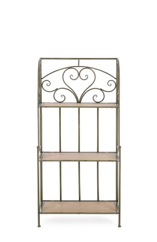 Raft Guenda cu 3 polițe, pliabil, din metal și MDF, verde închis, 60x28x127 cm - Img 3