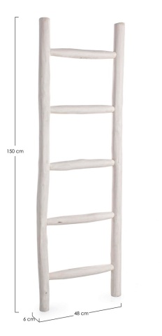 Scară decorativă Sahel, din crengi de tec, finisaj alb antichizat, 150 cm - Img 2