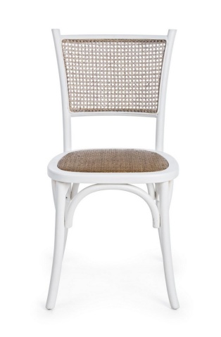 Scaun Carrel alb, din lemn de ulm și ratan natural, 45x53x89 cm - Img 3