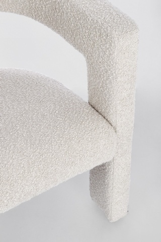 Scaun cu brațe Arabella, din stofă bouclé, alb , 64x56x75 cm - Img 7