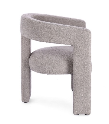 Scaun cu brațe Arabella, din stofă bouclé, gri perlat, 64x56x75 cm - Img 5