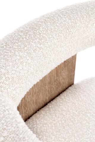 Scaun cu brațe, din material textil buclat, crem, 70x60x71 cm - Img 7