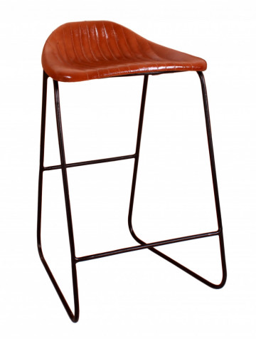 Scaun de bar din imitație de piele SIT&CHAIRS maro deschis - Img 1