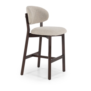 Scaun de bar Mikky din Tesatura taupe si lemn de stejar maro - Img 10