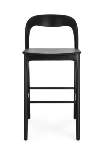 Scaun de bar Miley, din lemn de tec, negru, 48x51.5x102 cm - Img 3