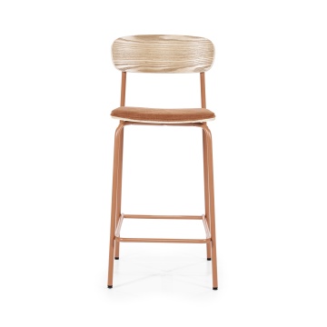 Scaun de bar Skoladin lemn de frasin teracota 95 cm - Img 11
