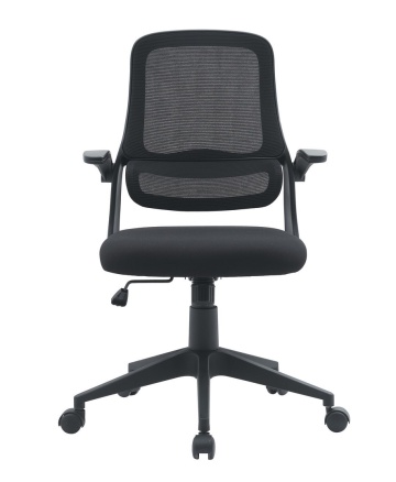 Scaun de birou Gilmore, cu brațe pliabile, reglabil, textil și plasă, negru - Img 2