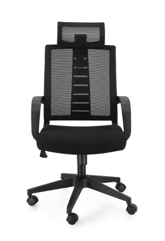 Scaun de birou Roman, cu brațe, reglabil, din plasă, negru, 62x56x115-125 cm - Img 4