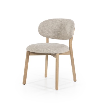 Scaun Mikky Tesatura taupe si lemn de stejar natural