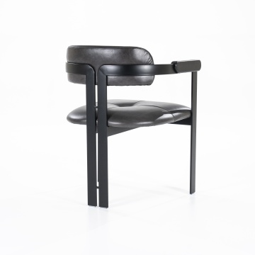 Scaun Morris din piele si metal negru - Img 7