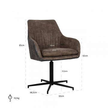 Scaun piele artificiala Lucy negru/maro - Img 5