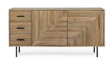 Servanta Darsey, cu 2 uși și 3 sertare, din lemn de mango și oțel, 160x40x83.2 cm - Img 3