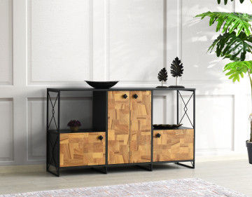 Servanta din pal melaminat Cihangir antracit 180x41x90 cm - Img 2