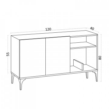 Servanta din pal melaminat Galaxy alba 120x80x40 xm - Img 3