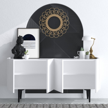 Servanta din pal melaminat Polaris alba 150x75x40 cm - Img 2