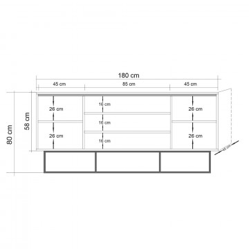 Servanta din pal melaminat Quantum Verda pin 180x80x40 cm - Img 3