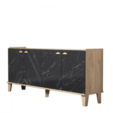 Servanta din pal melaminat Sumer marmură si stejar 180x77,8x41 cm