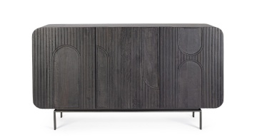 Servanta Orissa, 3 uși, din lemn de mango și oțel, 145x42x82 cm - Img 3