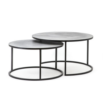 Set 2 masute de cafea rotunde din metal Setto 70x70x38 cm gri - Img 1