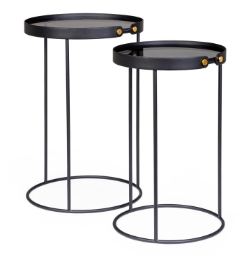 Set 2 măsuțe de cafea rotunde Zeina, din oțel și sticlă securizată - Img 4