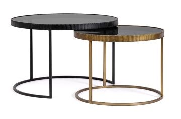 Set 2 Măsuțe de cafea Yamir rotunde, din oțel și sticlă securizată, diametre 60 cm și 75 cm - Img 6