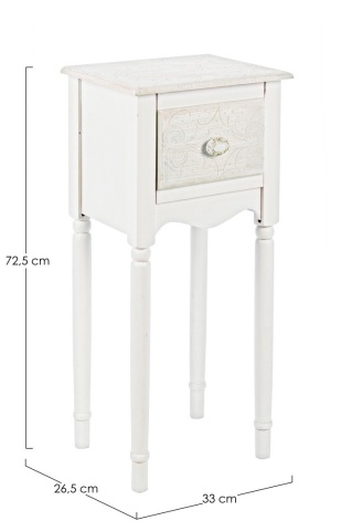 Set 2 măsuțe laterale Clorine, cu motive florale încrustate, din MDF, finisaj mat, 33x26.5x72.5 cm - Img 2