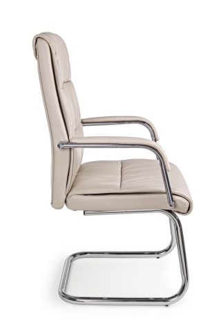 Set 2 scaune de birou Sydney, cu brațe, din piele ecologică și oțel cromat, taupe, 58x60,5x101,5 cm - Img 5