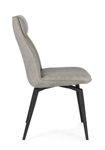 Set 2 scaune Lawrence, piele ecologică și picioare din oțel vopsit, taupe, 48x64x92 cm - Img 5