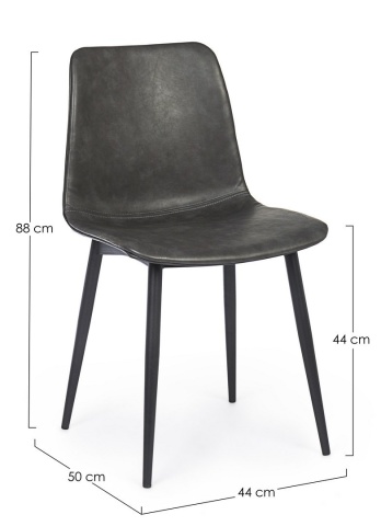 Set 2 scaune stil nordic, imitație de piele, gri vintage, 44x50x80 cm - Img 2
