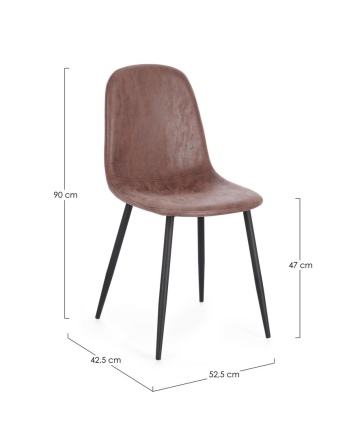 Set 4 scaune Irelia, din piele ecologică, Coniac, 52,5x42,5x90 cm - Img 3