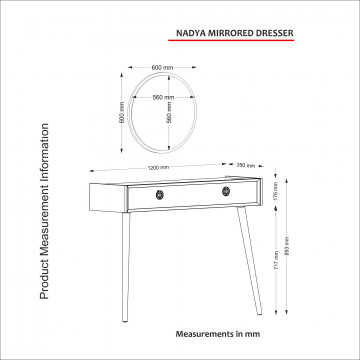 Set consola din pal melaminat Nadya alba si nuc 120 cm si oglinda 60 cm - Img 3