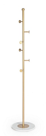 Set de 2 Cuiere din oțel cu bază de marmură, finisaj auriu, diametru 35 cm, înălțime 175 cm