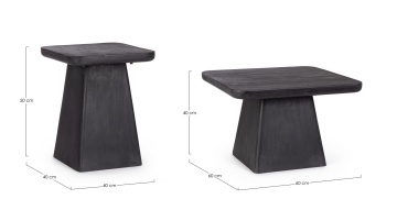 Set de 2 măsuțe de cafea pătrate Fuji, din lemn de mango cu finisaj nitrocelulozic, 60x60x40 cm, 40x40x50 cm - Img 2