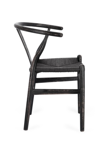 Set de 2 Scaun din lemn de fag cu șezut împletit, natural/negru, 50 x 49.5 x 77 cm - Img 6