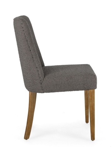 Set de 2 scaune Beatriz, cu ținte metalice, tapițerie din poliester cu efect buclé, gri, 48x57x88 cm - Img 5