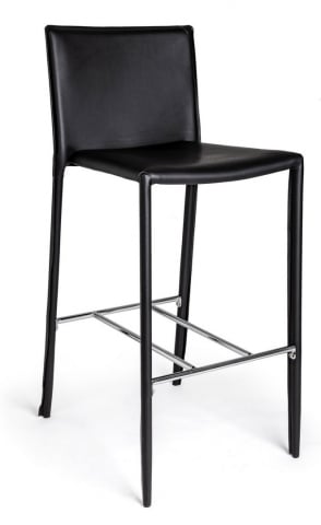 Set de 2 scaune de bar Catherine, din piele ecologică și metal, negre, 52x46x105 cm