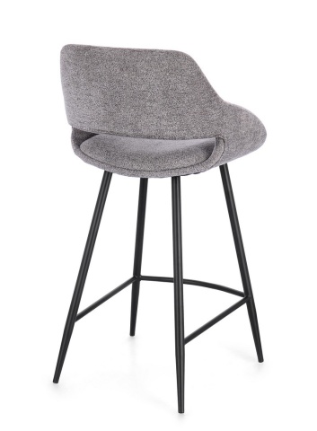 Set de 2 scaune de bar Florence, tapițate, cu picioare din metal, gri, 50x50x97 cm - Img 2
