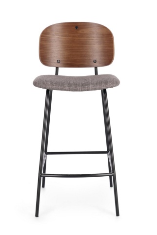 Set de 2 scaune de bar vintage din oțel și textil, gri - Img 4