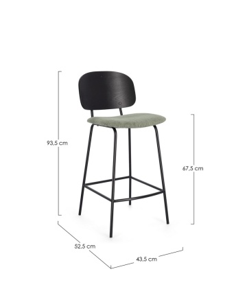 Set de 2 scaune de bar vintage din oțel și textil, verde - Img 3