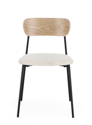 Set de 2 scaune Genevieve, tapițerie bouclé, ivoire, 46x49x76.5 cm - Img 4
