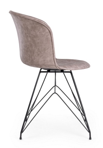 Set de 2 scaune Loft, din metal negru și piele ecologică bej, 56x54x76 cm - Img 5