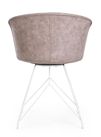 Set de 2 scaune Loft din piele ecologică bej, cadru din oțel alb, 56 x 54 x 76 cm - Img 4