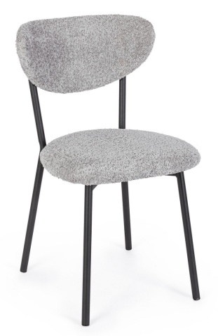 Set de 2 scaune Ludmilla, tapițerie bouclé, gri deschis, 47x50x77.5 cm