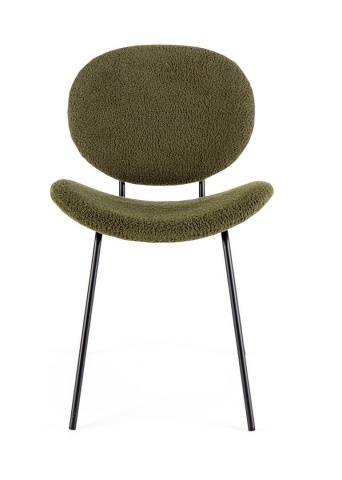 Set de 2 scaune Maddie, din țesătură bouclé și metal, verde închis, 52x59.5x79.5 cm - Img 4